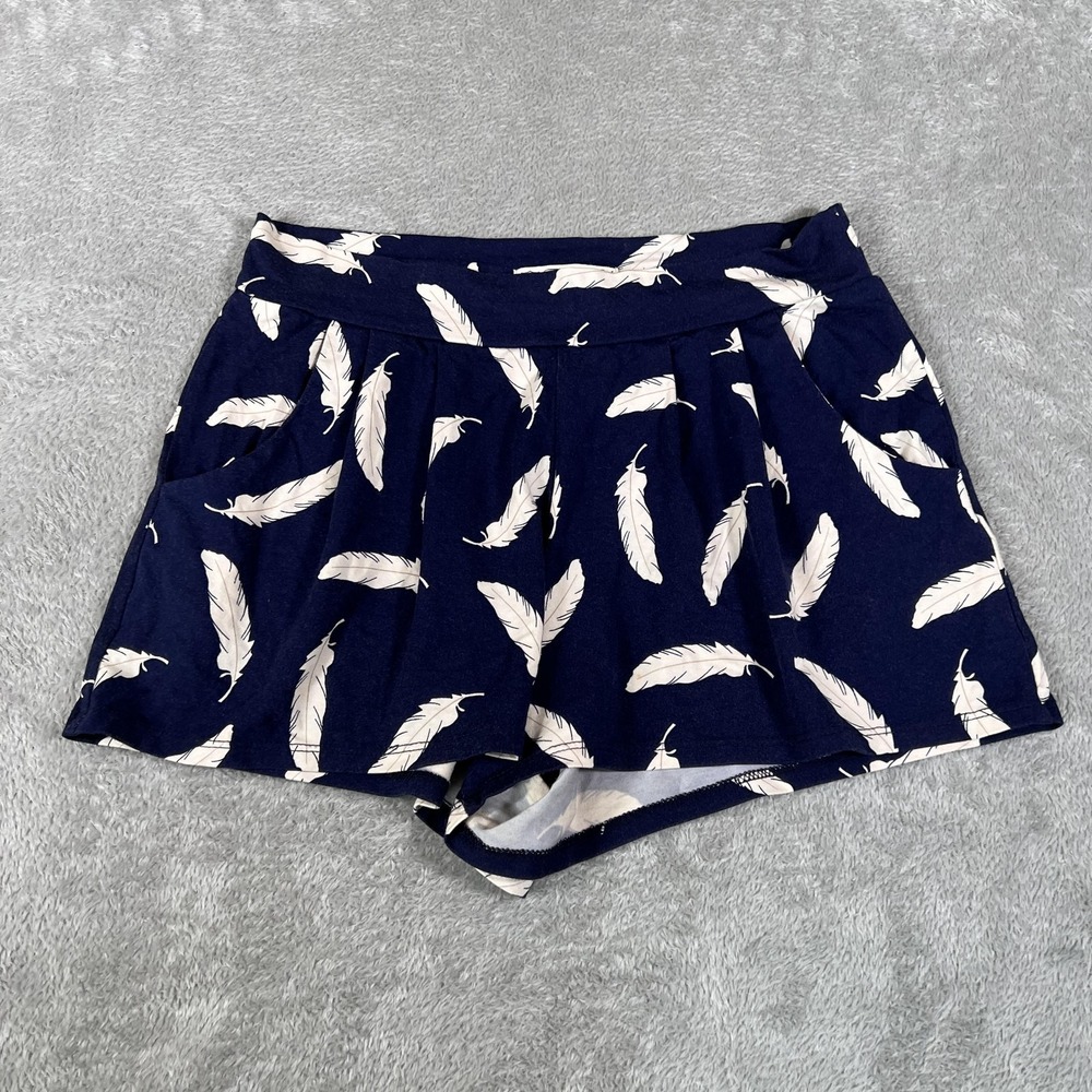 Fighting‎ Eel Ava Sky Shorts Womens Medium Blue Feather Print 3" Inseam